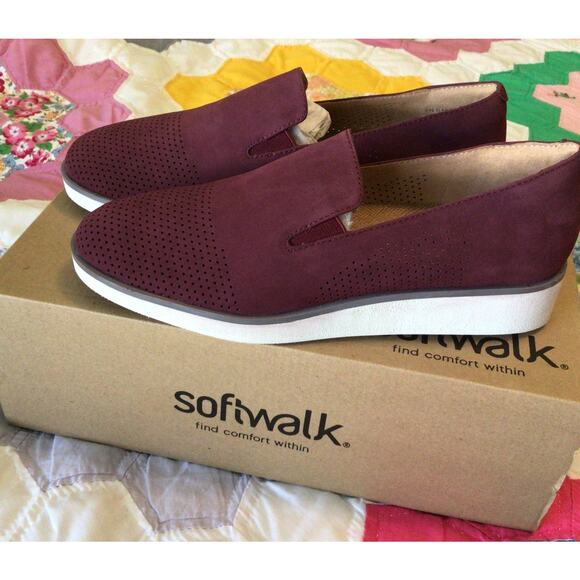 SoftWalk Burgundy Flats with White Soles - Picture 1 of 6